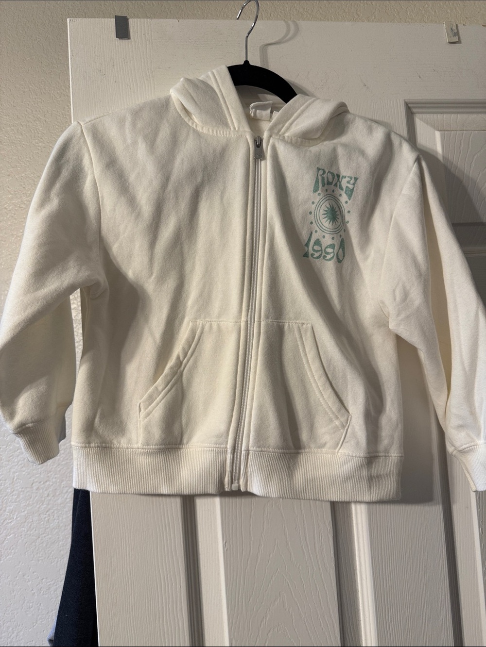 Roxy Cream Zip Hoodie with Mint Graphic